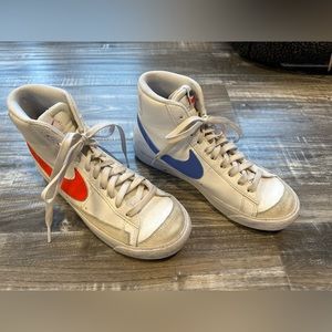 Nike Blazers blue and red swoosh, worn but good condition
